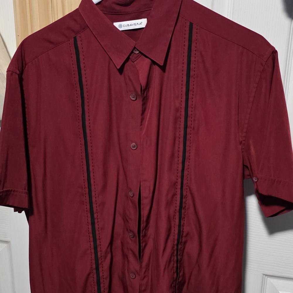Cubavera Burgundy Short Sleeve Shirt